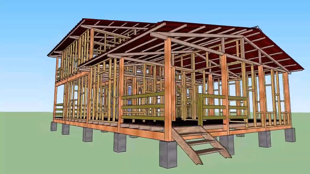 ¿Cómo se llama la estructura de madera de una casa?