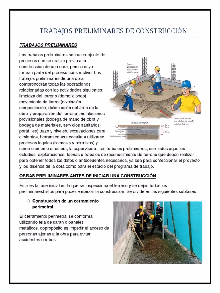 ¿Cuál es la etapa preliminar de construcción?